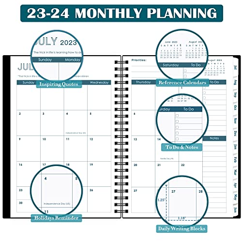 2023-2024 Planner - Planner 2023-2024, Weekly & Monthly Planner, July 2023 - June 2024, 8.5" X 6.4", Planner With Monthly Tabs, Twin-Wire Binding, Inner Pocket, Daily Organizer #TOP2