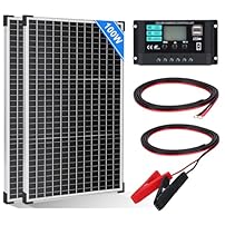 Amazon Produktbild: 【100W Solarpanel 12V Kit】DERUXI 100W Solar Panel 12V Solarmodul Set: 2 Pcs 50W