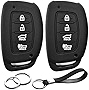 2pcs Compatible with Hyundai Smart 4 Buttons Silicone FOB Key Case Cover Protector Keyless Remote Holder for 2019 2018 2017 2016 2015 2014 2013 Hyundai Elantra Sonata Tucson, NOT FIT Flip/Pop Out Key