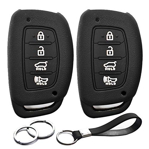 2pcs Compatible with Hyundai Smart 4 Buttons Silicone FOB Key Case Cover Protector Keyless Remote Holder for 2019 2018 2017 2016 2015 2014 2013 Hyundai Elantra Sonata Tucson, NOT FIT Flip/Pop Out Key
