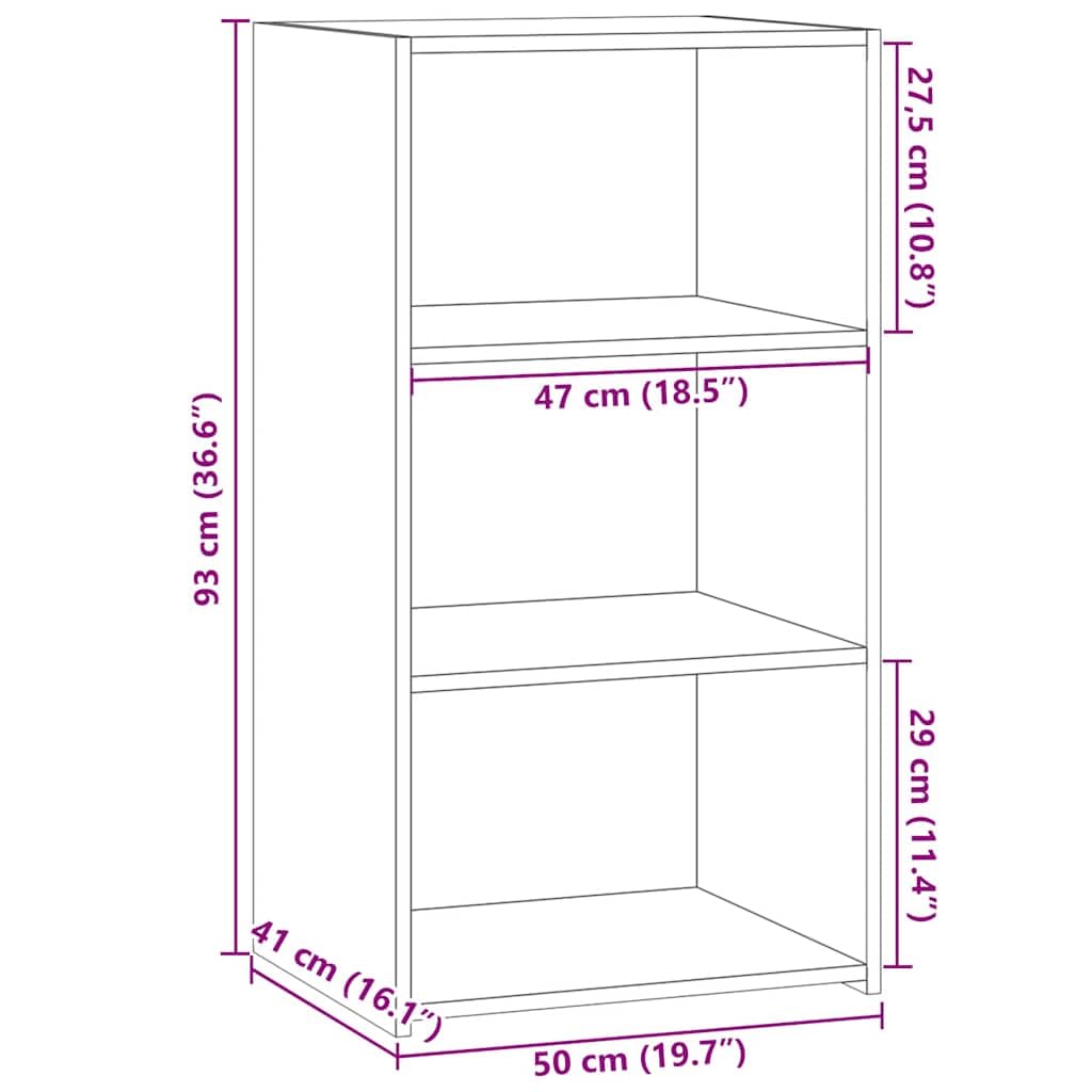 Credenza in rovere affumicato, 50 x 41 x 93 cm, comò in legno | Armadietto compatto con ampio spazio per soggiorno e corridoio. Superficie di facile manutenzione con elegante effetto legno.