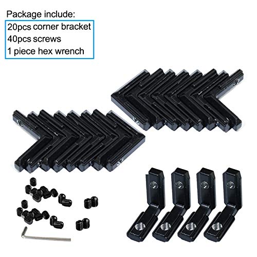 Blccloy TONGLING-JC-20 20Pcs/Lot Black 2020 Series L-Shape Interior Inside Corner Connector Joint Bracket thumb #2