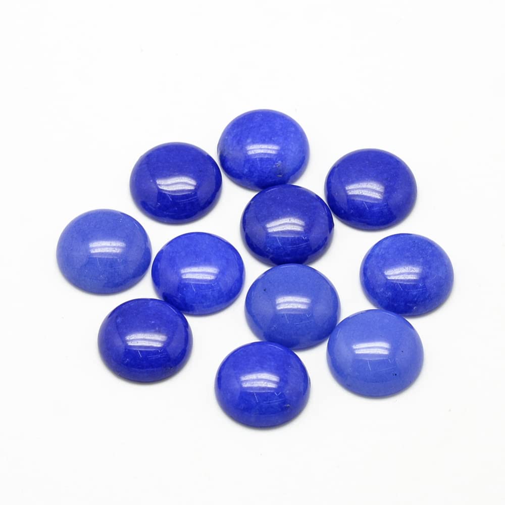 Craftdady 50PCS Flat Round Cabochon 14mm Dyed White Jade Royal Blue Chakra Healing Crystal Half Round Dome Cabs Flat Back Covers For Jewellery Making — image 1