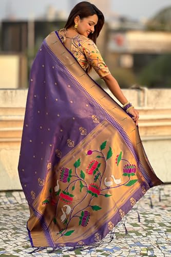 Image of SGF11 Women's Paithani Soft Lichi Silk Kanjivaram Sarees With Blouse Piece