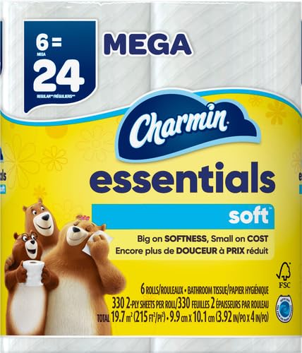Image of Charmin Essentials Soft Toilet Paper Mega Rolls, 6 Rolls (330 Sheets) (Pack of 3)