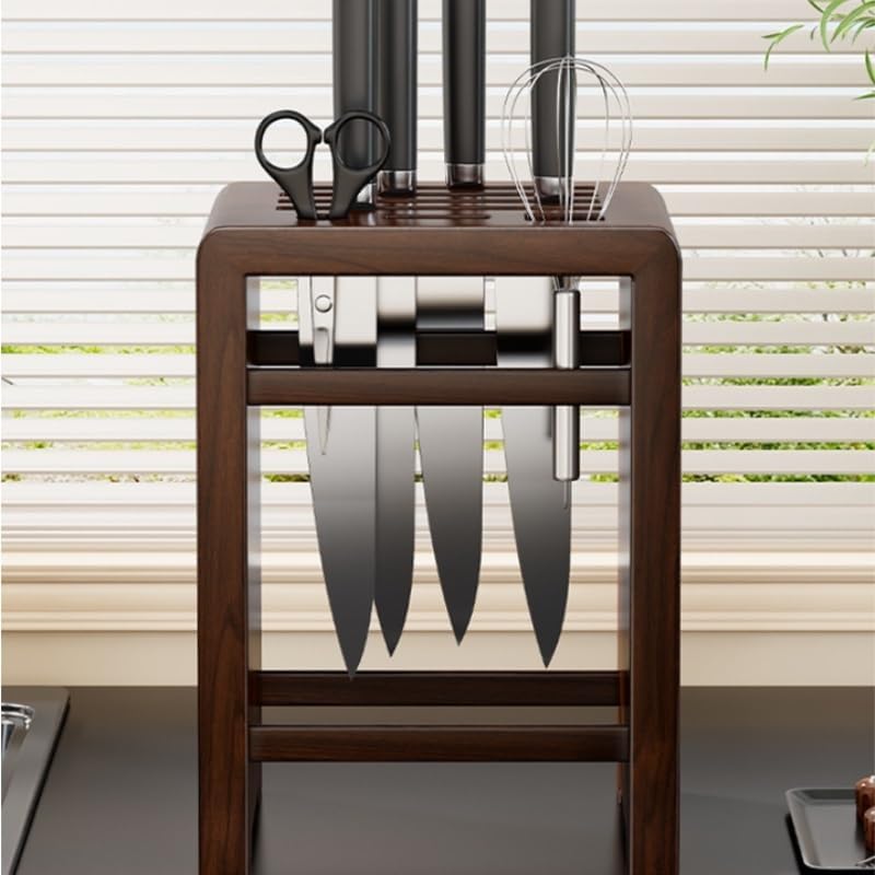 Seven Hole Solid Wood Rack Storage Stand for Kitchen Home Use Countertop Type Multi Functional