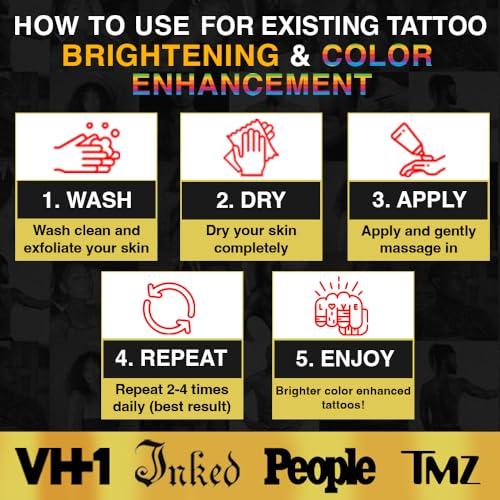 Black Ink Advanced Color Enhancing Tattoo Aftercare + Daily Use Tattoo Brightener & Moisturizer Cream For All Skin Tones & Ink Colors • Organic & Vegan All-Natural Care Tattoo Lotion • Made In The Usa thumb #4