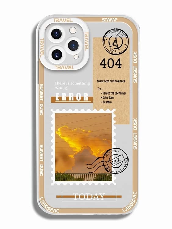 EZE mobile phone cover protective case travel sunrise design for iPhone 14 series (iPhone 14 Pro, Beige)