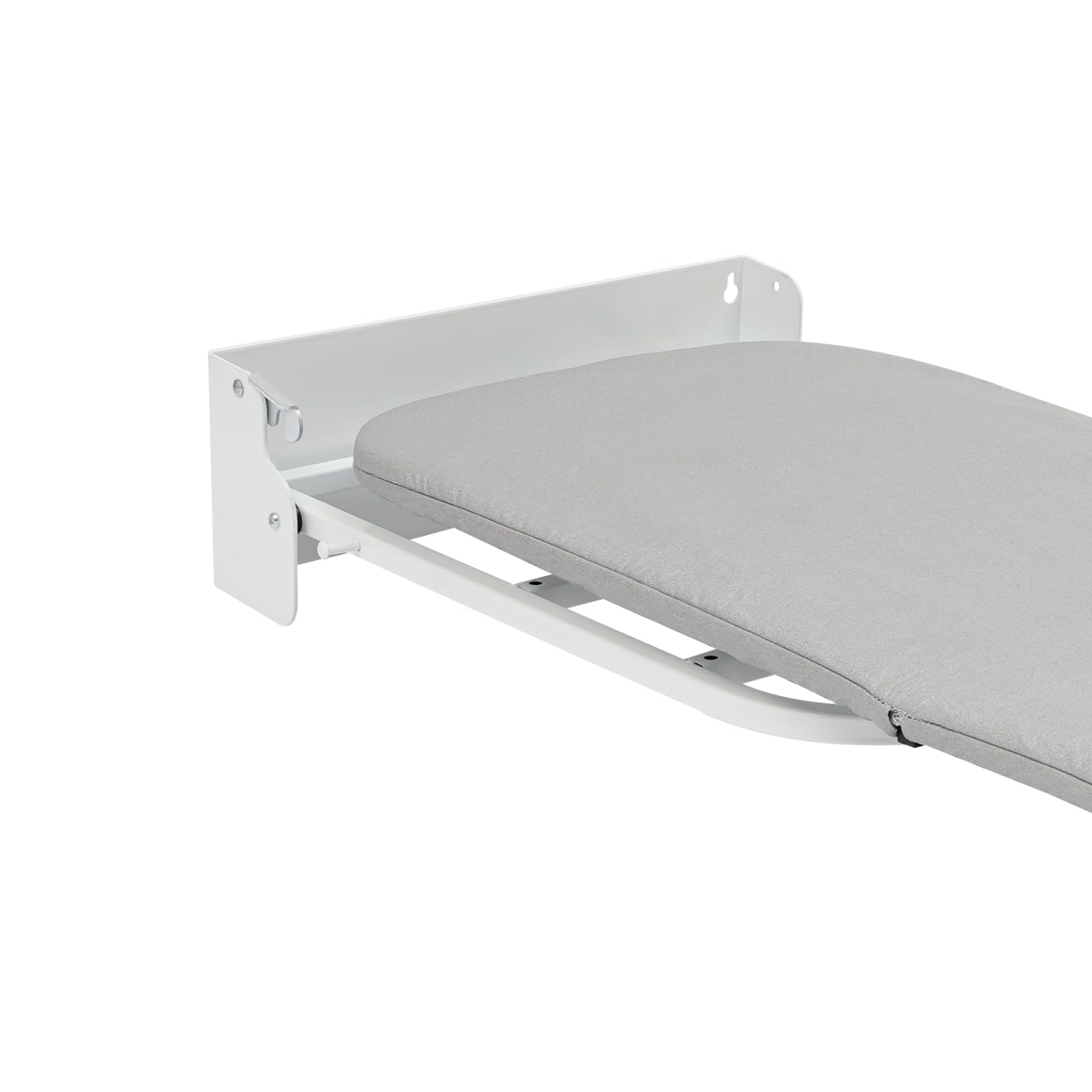 Tabla de planchar plegable, giratoria 180°, tabla de planchar con barra de apoyo, 93 x 31,5 x 14 cm, tejido de metal estable, tabla de planchar para pared, para dormitorios, apartamentos y viajes