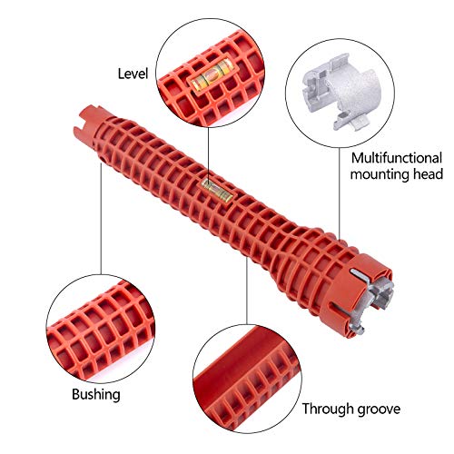 (8 in 1) Faucet and Sink Installer Tool, Entemah Double Head Plumbing Tool, Water Pipe Spanner Tackle, Multifunctional Faucet Wrench Tool (Red) Bathroom Wrench 8