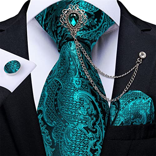 Corbata de seda turquesa 8cm para hombre miniatura 1