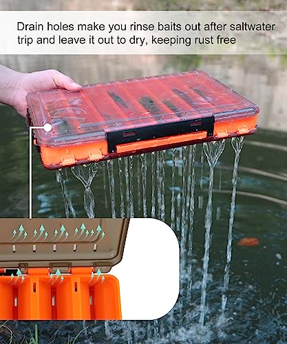 Caja para señuelos de pesca doble cara Uxwuy con 18 compartimentos color naranja miniatura 6