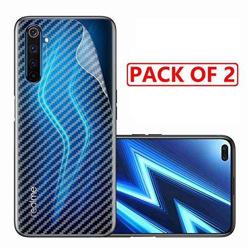 Image of Compatible with (Pack of 2) Oppo Realme 6 Pro Back Screen Protective Film Carbon Fiber Skin Transparent Screen Guard Sticker