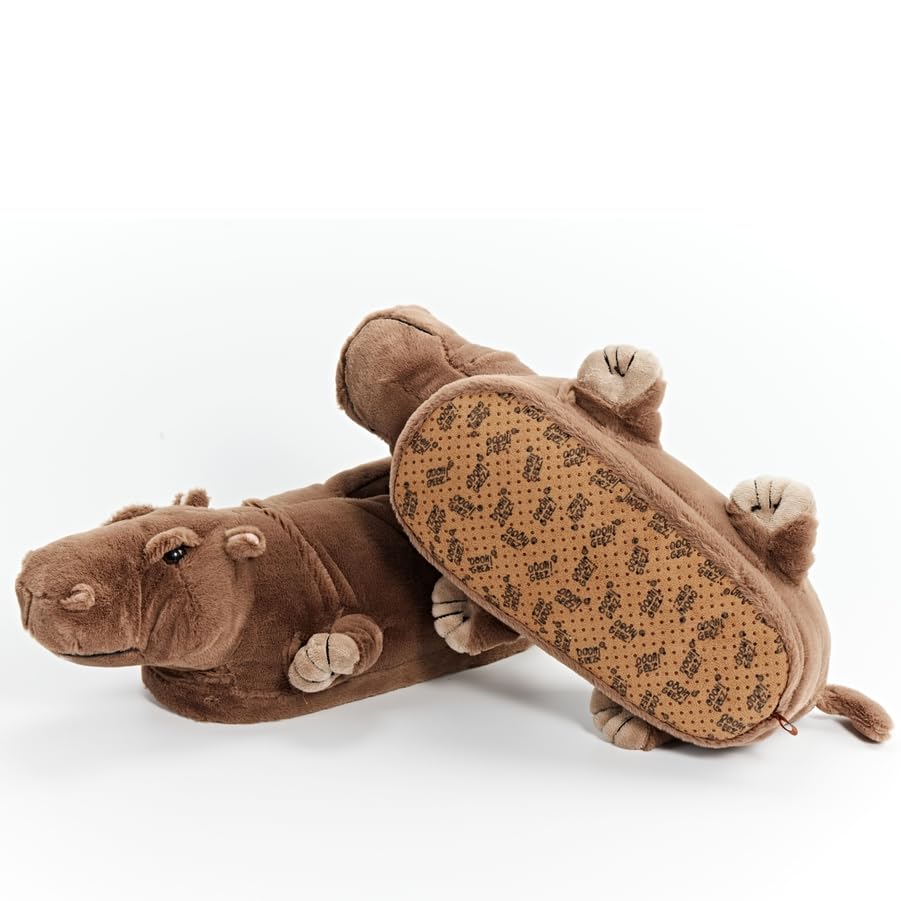 Image of ooohyeah Women's Funny Animal Hug Plush Non-Slip Slippers, Novelty Cute Cozy Warm Slippers with Grips for Women