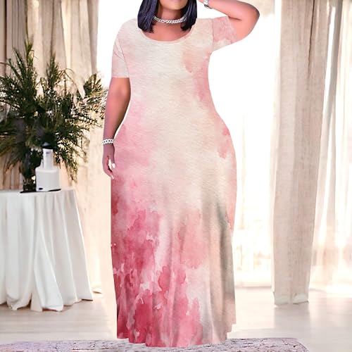 Image of Plus Size Maxi Dresses for Curvy Women T-Shirt Summer Sun Dresses Loose Fit