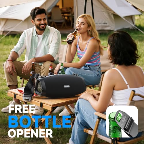 Image of W-KING Portable Bluetooth Speaker Wireless,120W Max IPX6 Waterproof Outdoor Loudest Speaker Party Boombox,Triple Passive Radiators-70W Omnidirectional Deep Bass /2 Subwoofer /42H /PowerBank /TF /AUX /Opener