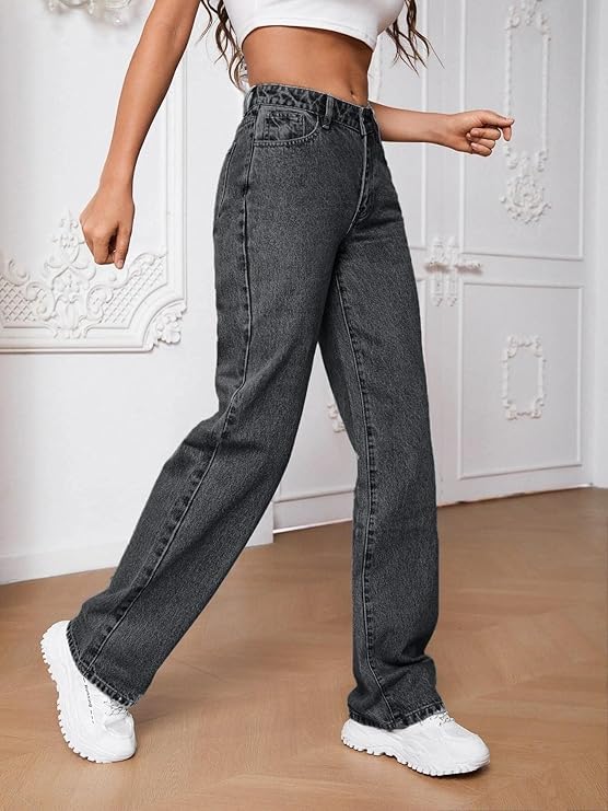 Image of Women High Rise High Waist Stretchable Baggy Oversized Loose Fit Casual Wear Denim Jeans