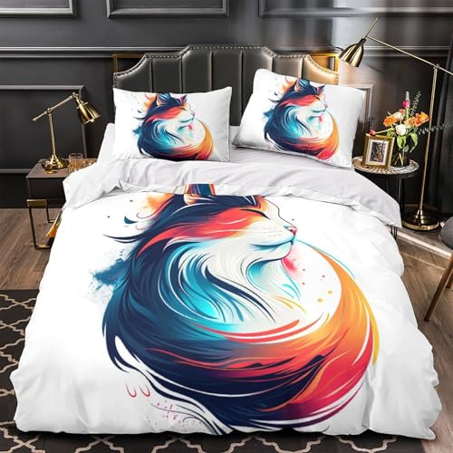 Housse de couette chat 3D ensemble de literie microfibres 3 pièces - 4