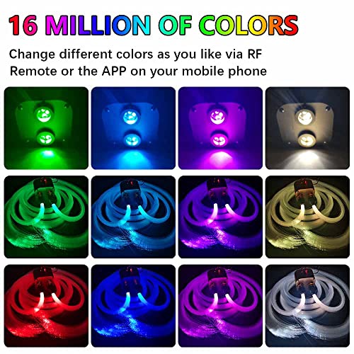 FIREWORK Bluetooth New Upgraded 20W Twinkle Dual Port Starlight Headliner Light Kit with APP/Remote Music Mode RGBW LED for Car Home Ceiling Decoration, 720pcs 0.03in 13.1ft