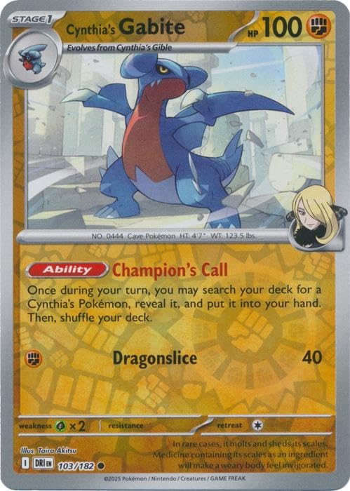 Pokemon - Cynthias Gabite 103 182 - Destined Rivals - Reverse Foil - Single Card