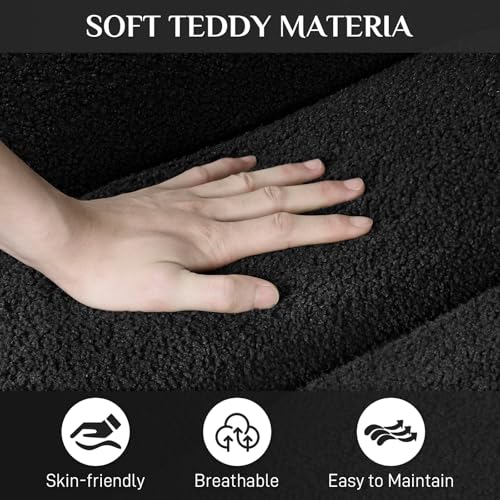 Image of OUYESSIR 2 Pieces Boucle Sofa for Living Room, Modern Deep Seat Sofa Chair & 3-Seater Couch, Oversized Cloud Sofa Couch Set, Comfy Upholstered Teddy Living Room Furniture, Black