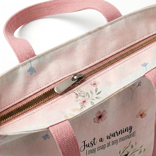 Image of Cotton Tote Bag for Women | Tote Bag with Zipper | Canvas College bag for Girls | Korean Sling Bag | Stylish Travel Sling & Handbag for Daily Use