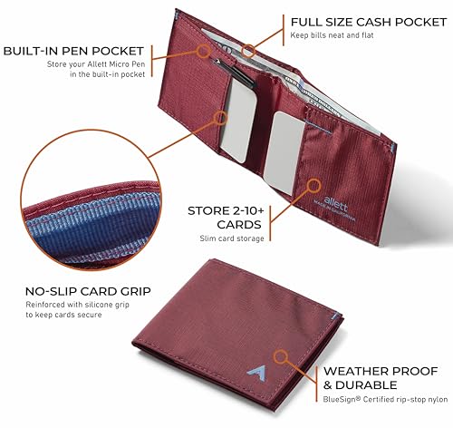 Image of Sport Wallet, RFID Blocking Slim (Nylon, Mulberry) | Slim Minimalist Front Pocket Nylon Sport Wallet, RFID Blocking, Water-Resistant, Holds 4-24+ Cards & Cash, Men & Women