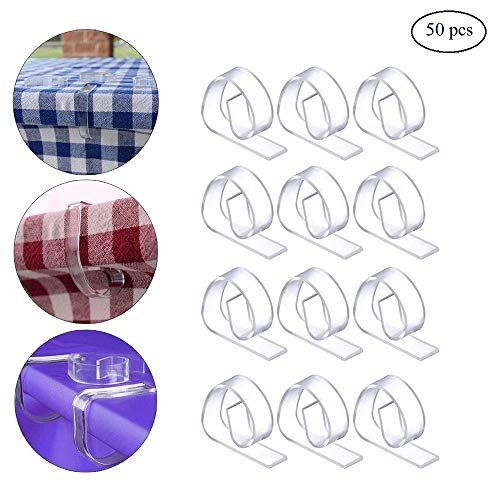 HSCC666 Clear Plastic Tablecloth Clips - Table Cover Cloth Clamps Holder for Home