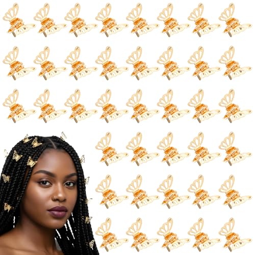 40 Piezas Mini Pinzas de Mariposa Doradas para Cabello miniatura 1