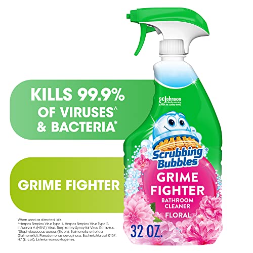 Image of Scrubbing Bubbles Bathroom Grime Fighter, Floral Fusion Scent, 32 Fl Oz Spray Bottle, (Pack of 2)
