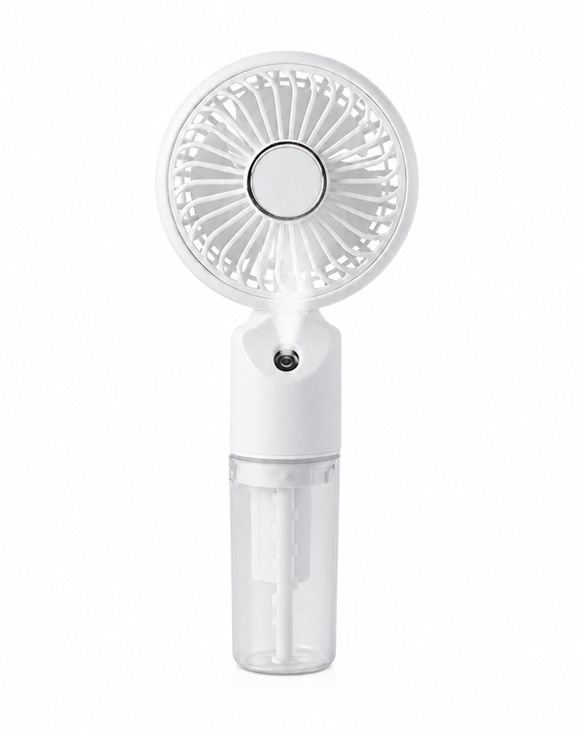 Portable Handheld Fan with Water Mist Spray, USB Rechargeable Mini Misting Fan, 3 Speed Cooling Personal Fan, Quiet Lightweight Hand Held Fan for Travel Camping Office Beach Outdoor (White)