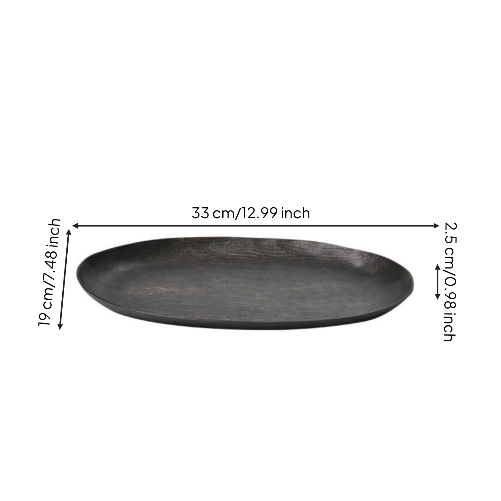 Vassoio Portafrutta in Alluminio Martellato Portafrutta Stile Antico Vassoio Decorativo per Tavolino da Caffè, 33 19 H2.5cm, E款 Nero Medio