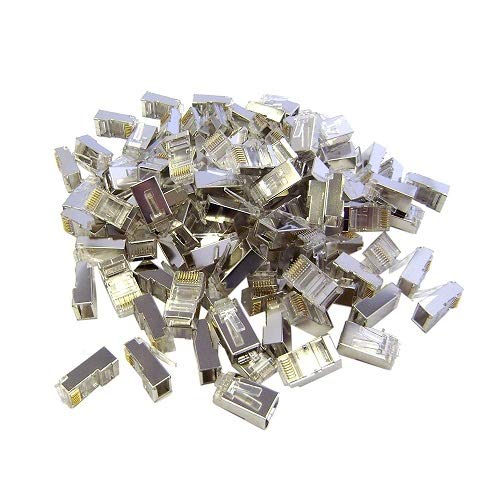 Image of 8P8C Cat6 Cat6e Cat5 RJ45 Metal Shielded Male Plug Crimp Connector for Network Ethernet Cable - (Pack of 50 Pcs)