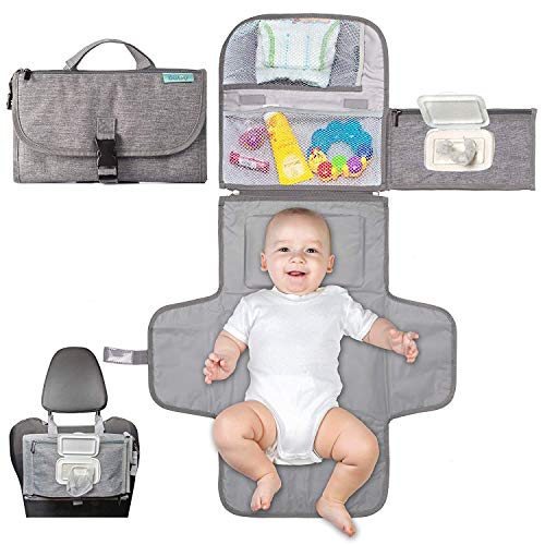Image of Portable Diaper Changing Pad, Portable Changing pad for Newborn Girl & Boy - Baby Changing Pad with Smart Wipes Pocket – Waterproof Travel Changing Kit - Baby Gift by Kopi Baby