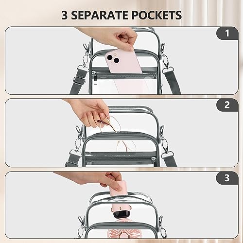 Image of Blvornl Clear Crossbody Bag with Adjustable Shoulder Strap, Stadium Approved PVC Purse Bag, Messenger Bag