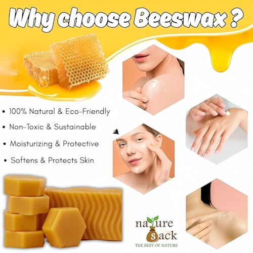 Image of NatureSack Beeswax Cubes 50g Natural Yellow Beeswax Triple Filtered Unrefined Bees Wax for DIY Lip Balm Candle Making Cream Lotion Body Butter Cosmetic Use