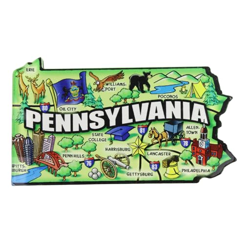 Imán acrílico decorativo en forma de Pennsylvania