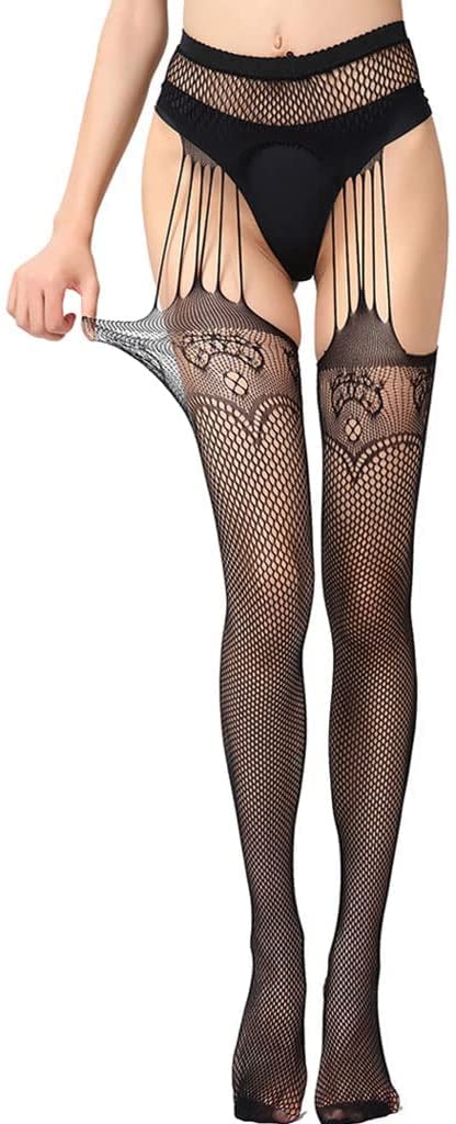 2 Paires de Bas Noirs pour Femmes, Bas Jarretelles Une pièce, Lingerie Sexy, Dentelle, Long Tube, Belles Jambes, Bas Jarretelles pour Femmes (Noir c) (Noir b)