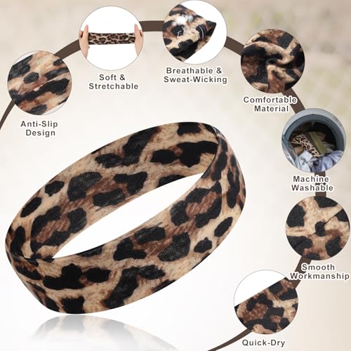 Haarbänder für Damenhaar, 5 cm, elastisches Stirnband, weich, atmungsaktiv, Haarbänder für Damen, Mädchen, für Sport, Make-up, Yoga, Laufen, 4 Stück