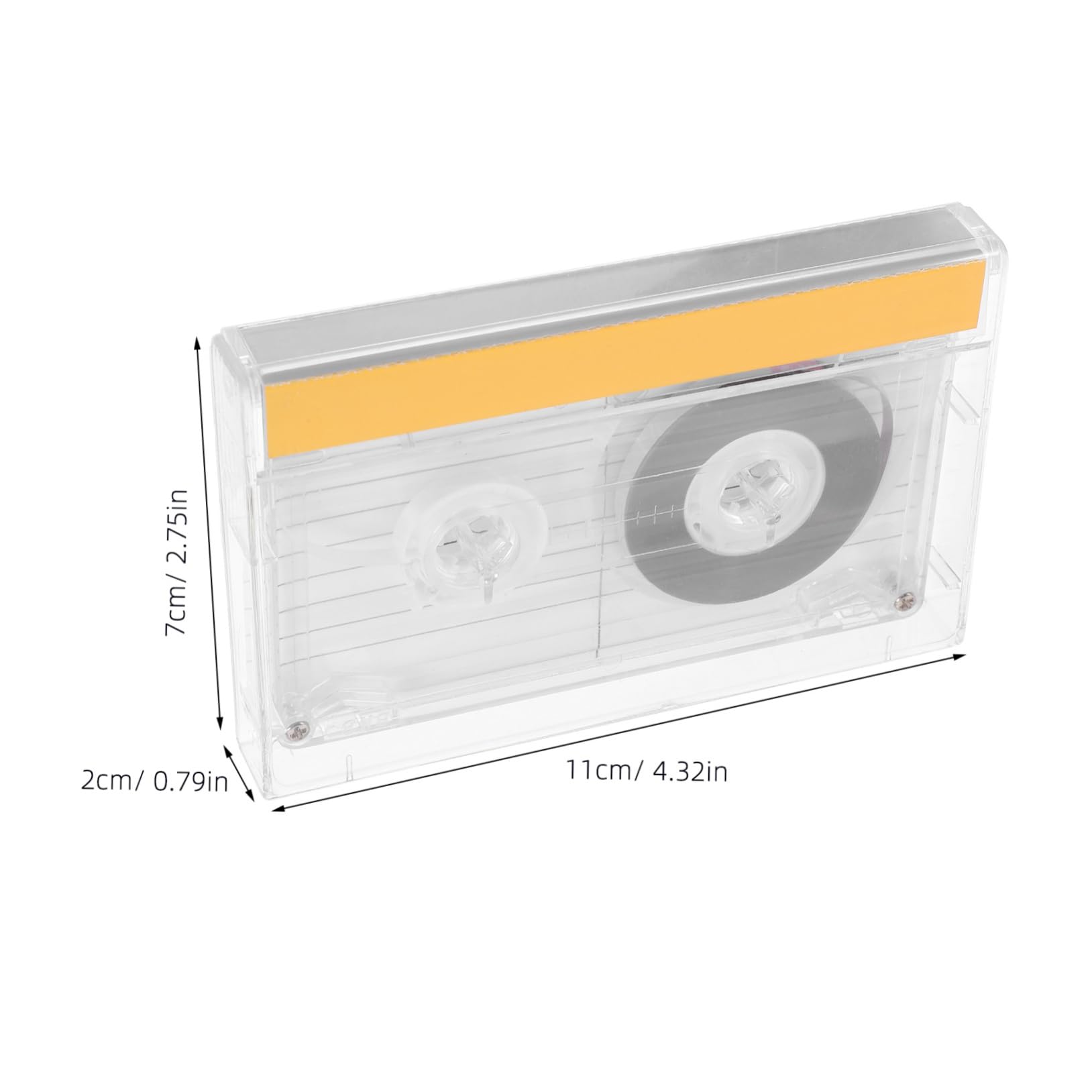 Angoily Tape Music Record Empty Cassette Tape Cases Blank Cards with Chip Taps Cassette Adornment Video Greet Cassette Tape Display Case Portable Discs Device Plastic Transparent