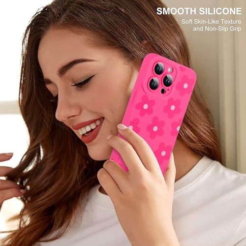 Image of ZIYE for iPhone 13 Pro Max Case Hot Pink Flower Pattern Phone Case