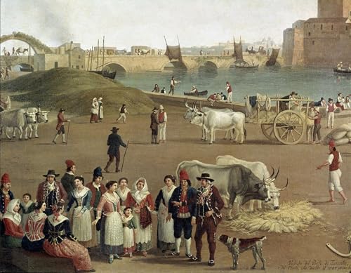 Pinturas murales retro de Jacob Hackert con vista de Taranto 60x90cm