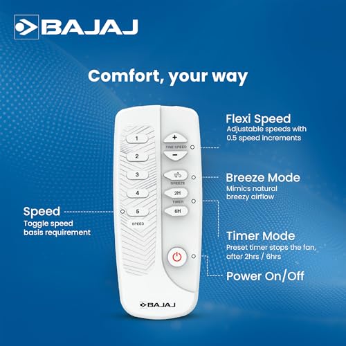 Image of Bajaj Classico Sleek Neo 5S 1200MM BLDC Ceiling Fan with Remote|LED speed indicator|BEE 5 Star Rated Energy Efficient|Power Saving|Sleek Compact Design|High Air Delivery|2Yr Warranty|Red Walnut