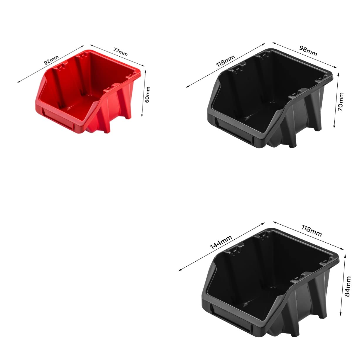 Système de rangement étagère d'atelier | 230 x 78 cm | Boîte de 52 pièces | Étagère murale avec supports à outils et boîtes empilables - Plaques murales extra solides - Étagère murale perforée -