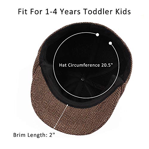 Toddler Boys Newsboy Caps Baby Kids Driver Cap Hat Vintage Tweed Flat Pageboy Hats 1-4 Y(Coffee, 1-4 Years) - Thumbnail 7