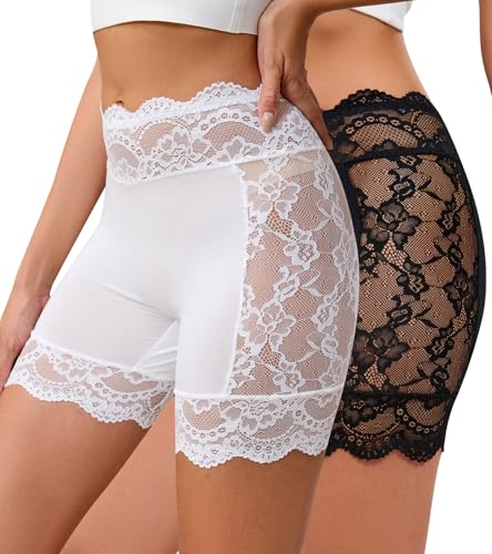 Image of Hibluco Women Lace Slip Shorts Anti Chafing Boyshorts Under Dresses