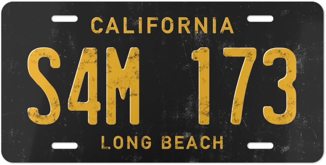 Placa de matrícula personalizada para automóvil, etiqueta de tocador de estilo vintage de California negro, placa personalizada con 3 campos de