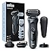 Braun Series 6 Rasoir Électrique Homme À Grille Sans Fil Gris, Base De Recharge, Tondeuse De Précision Tondeuse À Barbe De 3 Jours, Technologie Wet & Dry, Rechargeable, 60-N4820cs