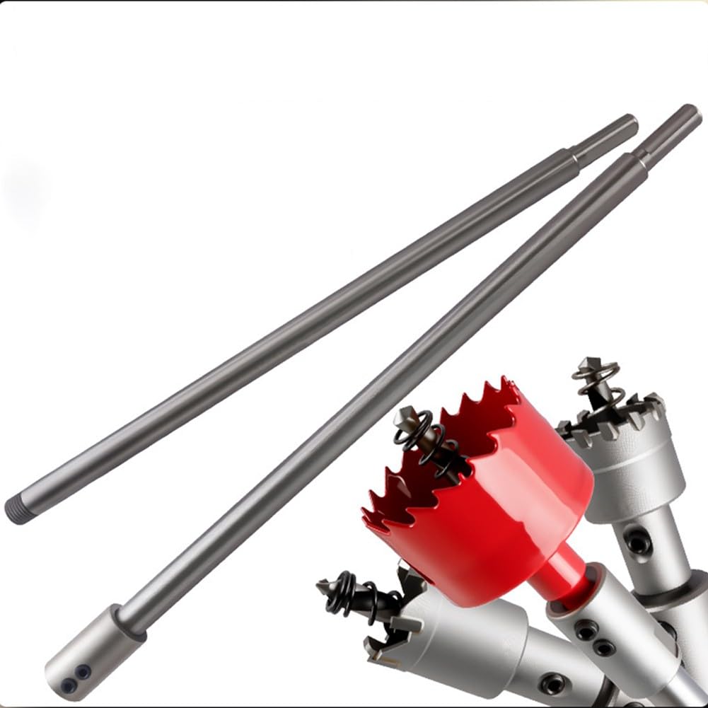 Asta di prolunga per punte da 150 mm 300 mm per sega a tazza con manico triangolare da 9 a 9,4 mm, adattatore a doppia vite in metallo per lavorazione del legno, argento