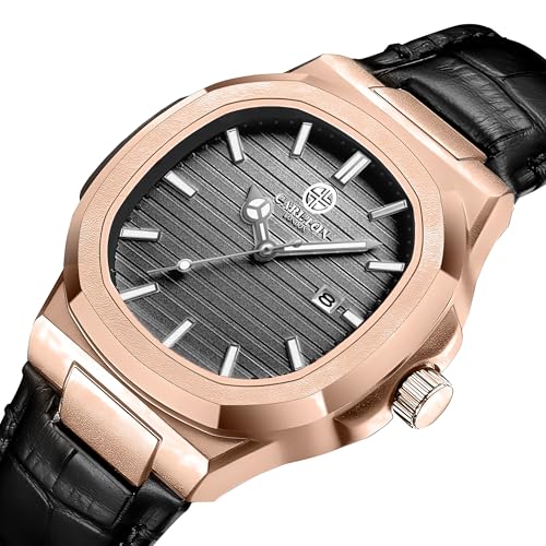 Image of Carlton London Jordan Men Analog Watch, Round Dial, Leather Strap, Quartz Movement, 43 mm Case, Date Display, Classic Casual Style, 30M Water Resistant
